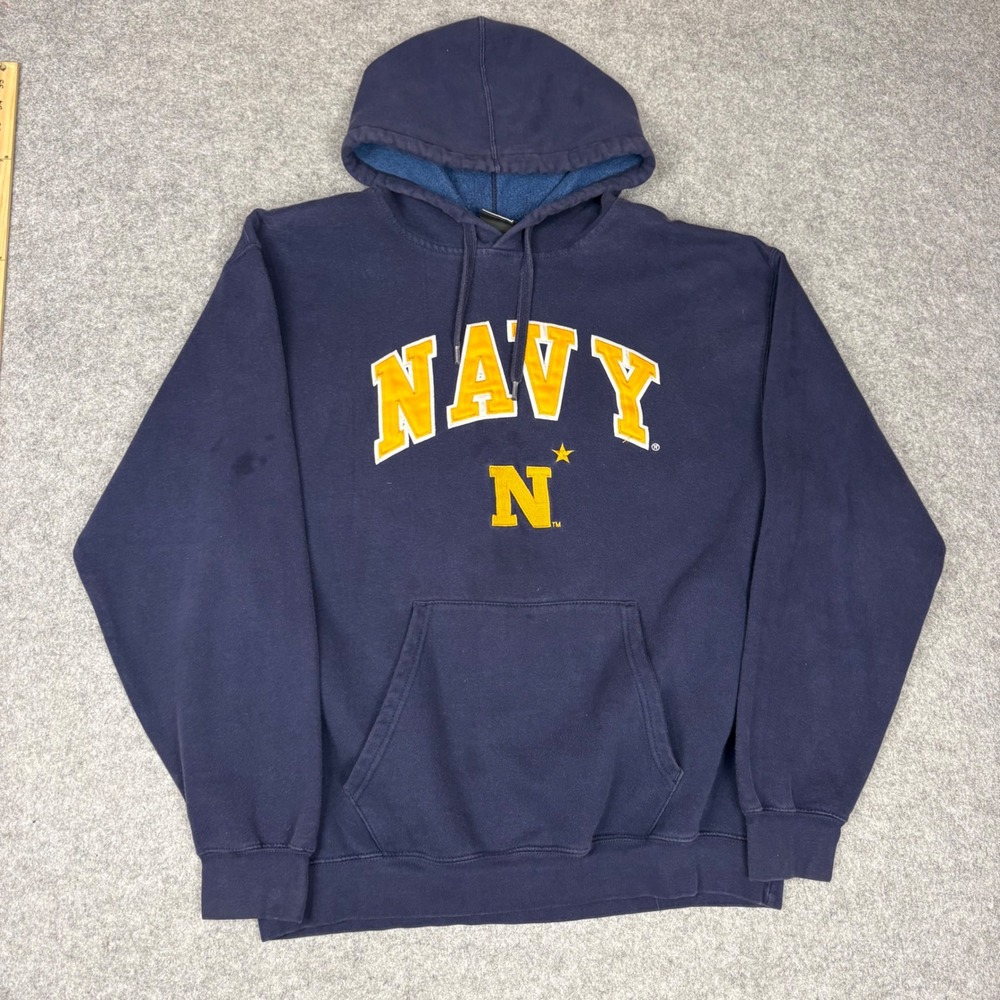 Genuine Stuff US Navy Midshipmen Hoodie Mens Blue Embroidered Sweatshirt